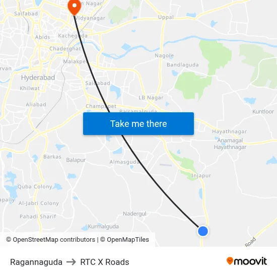Ragannaguda to RTC X Roads map