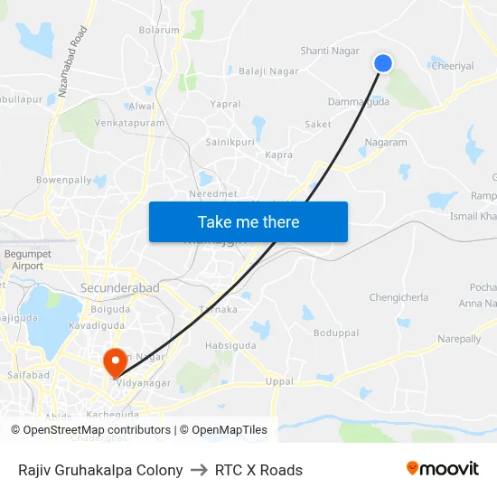 Rajiv Gruhakalpa Colony to RTC X Roads map