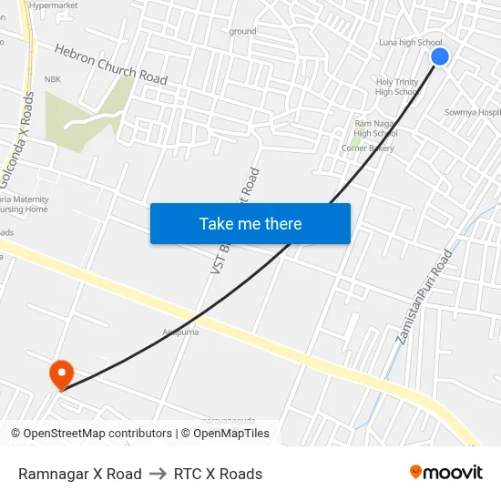 Ramnagar X Road to RTC X Roads map