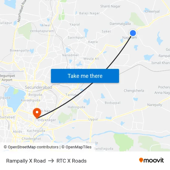 Rampally X Road to RTC X Roads map