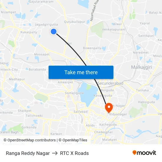 Ranga Reddy Nagar to RTC X Roads map