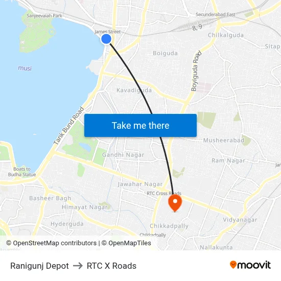 Ranigunj Depot to RTC X Roads map