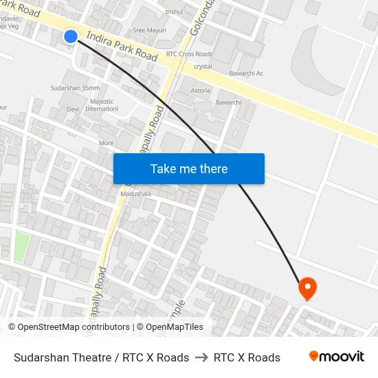 Sudarshan Theatre / RTC X Roads to RTC X Roads map