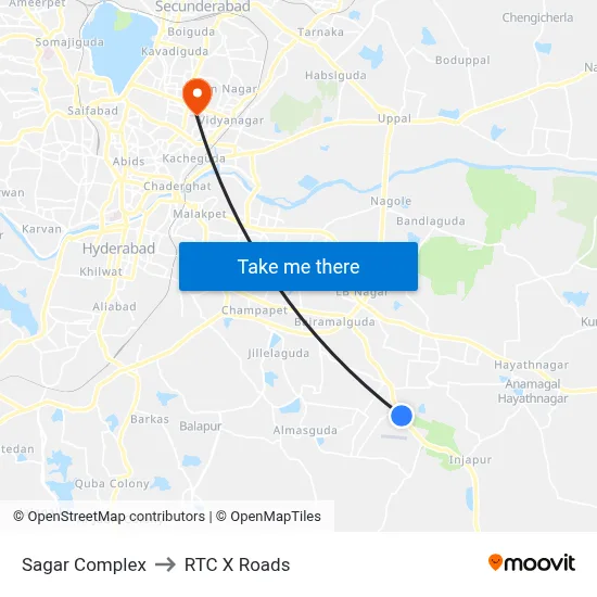 Sagar Complex to RTC X Roads map