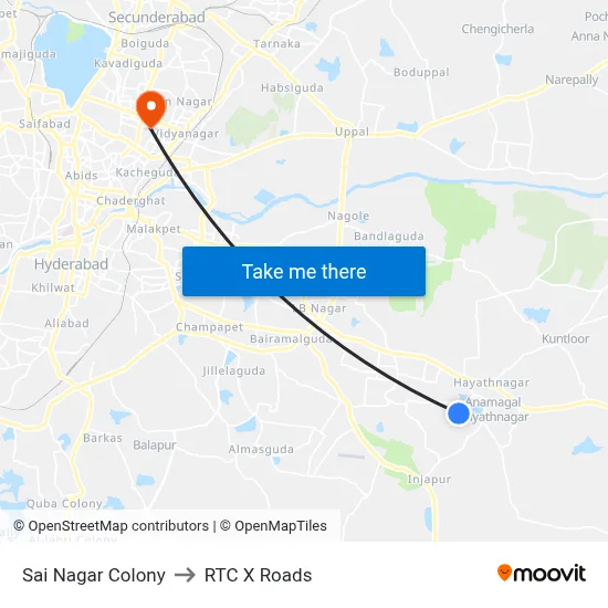 Sai Nagar Colony to RTC X Roads map
