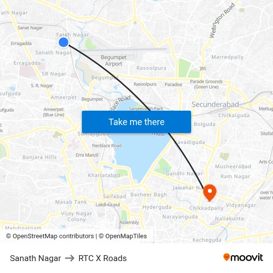 Sanath Nagar to RTC X Roads map