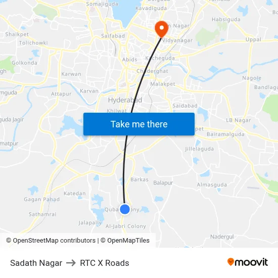 Sadath Nagar to RTC X Roads map