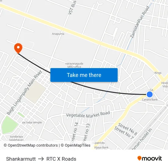 Shankarmutt to RTC X Roads map