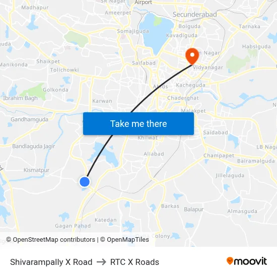 Shivarampally X Road to RTC X Roads map