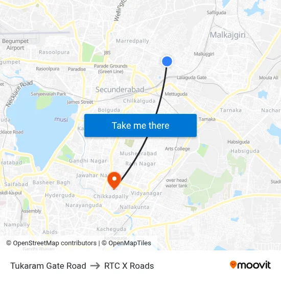 Tukaram Gate Road to RTC X Roads map