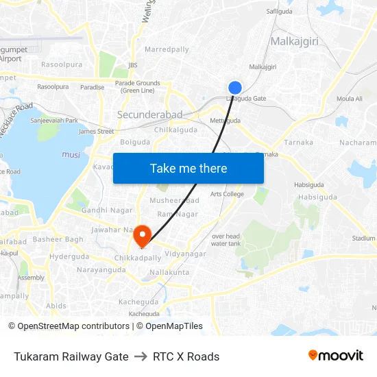 Tukaram Railway Gate to RTC X Roads map