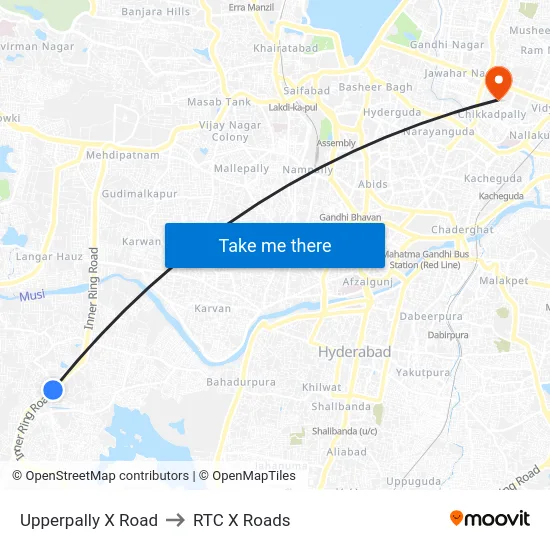 Upperpally X Road to RTC X Roads map