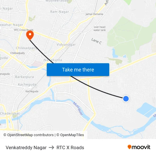 Venkatreddy Nagar to RTC X Roads map