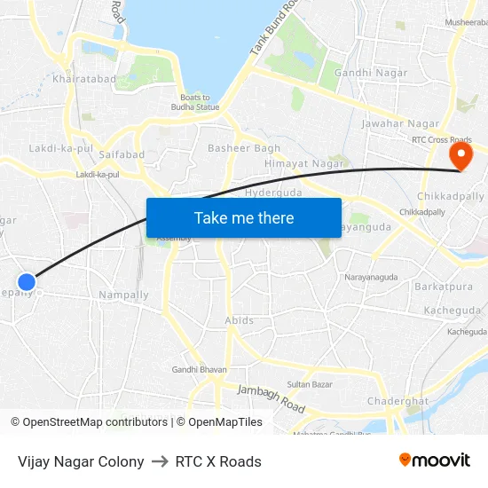 Vijay Nagar Colony to RTC X Roads map