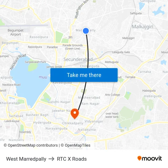 West Marredpally to RTC X Roads map