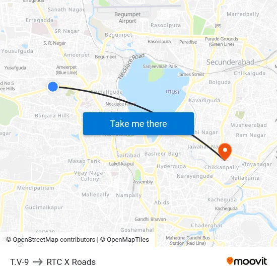 T.V-9 to RTC X Roads map