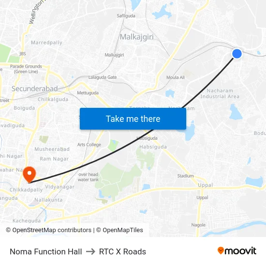 Noma Function Hall to RTC X Roads map