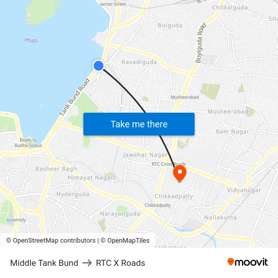 Middle Tank Bund to RTC X Roads map