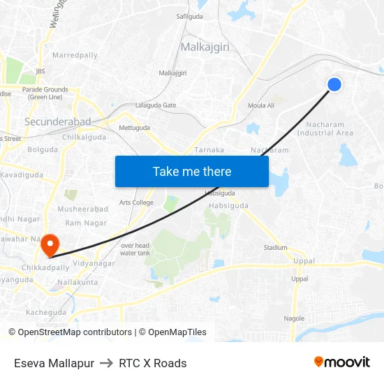 Eseva Mallapur to RTC X Roads map