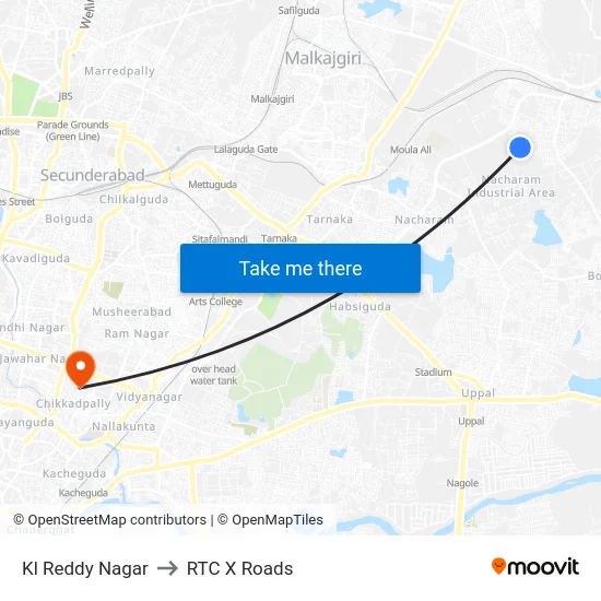 Kl Reddy Nagar to RTC X Roads map