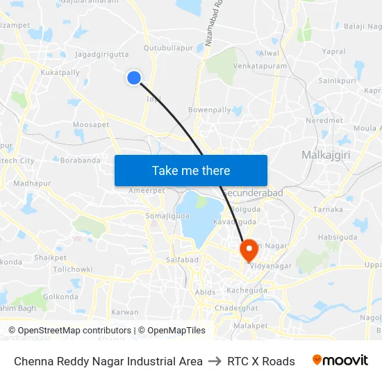 Chenna Reddy Nagar Industrial Area to RTC X Roads map