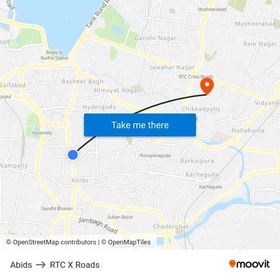 Abids to RTC X Roads map
