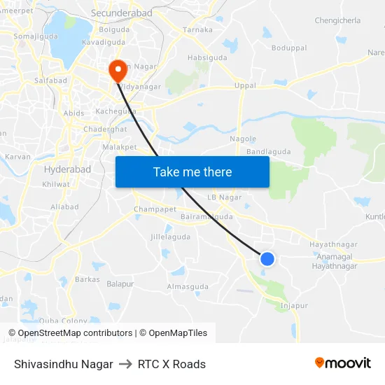 Shivasindhu Nagar to RTC X Roads map