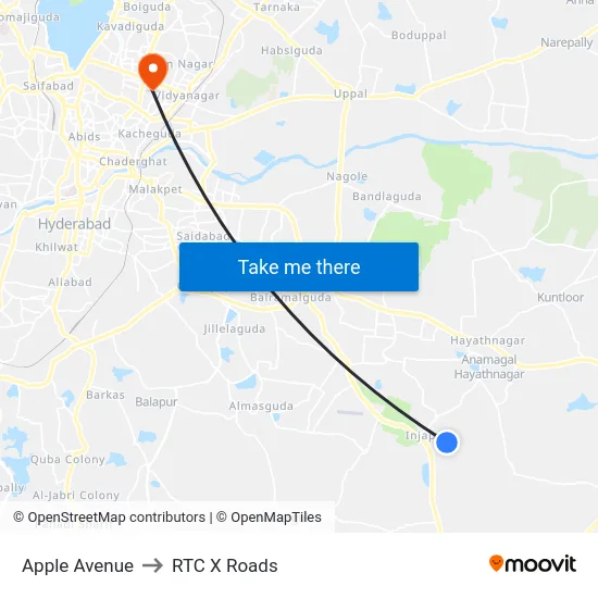 Apple Avenue to RTC X Roads map