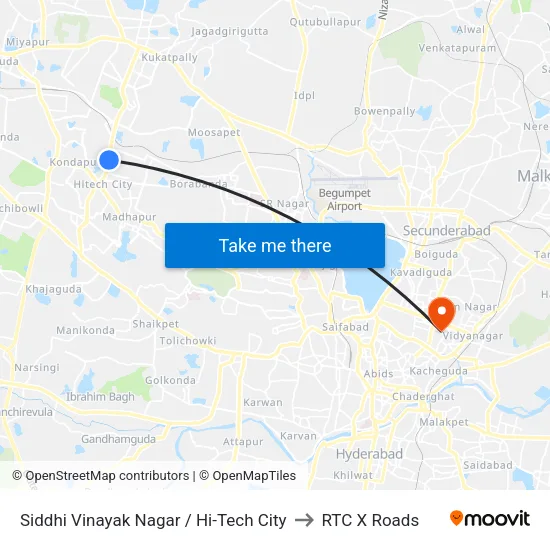 Siddhi Vinayak Nagar / Hi-Tech City to RTC X Roads map