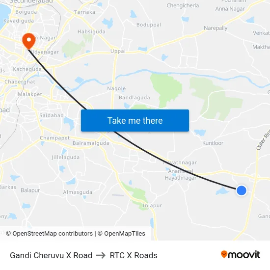 Gandi Cheruvu X Road to RTC X Roads map