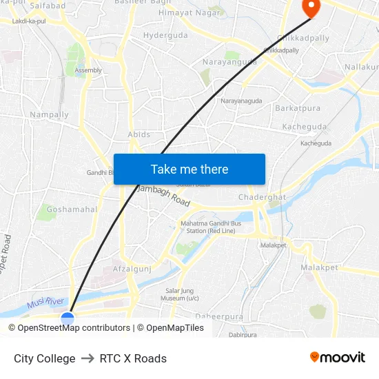 City College to RTC X Roads map