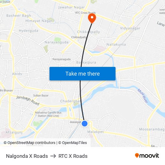 Nalgonda X Roads to RTC X Roads map