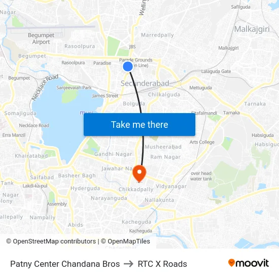 Patny Center Chandana Bros to RTC X Roads map