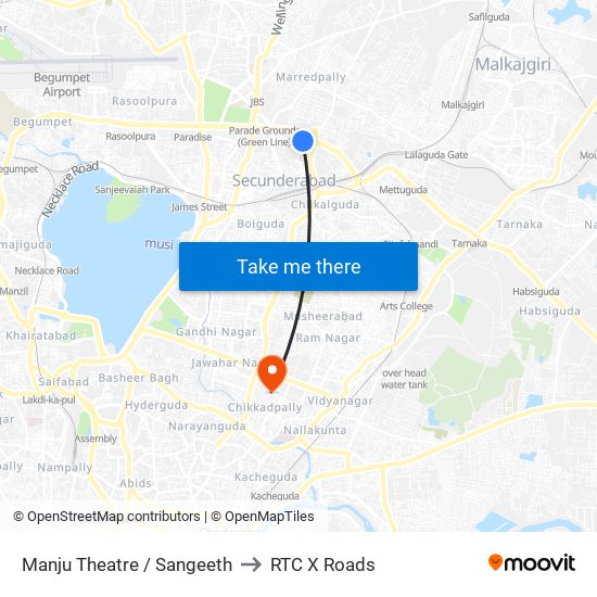 Manju Theatre / Sangeeth to RTC X Roads map