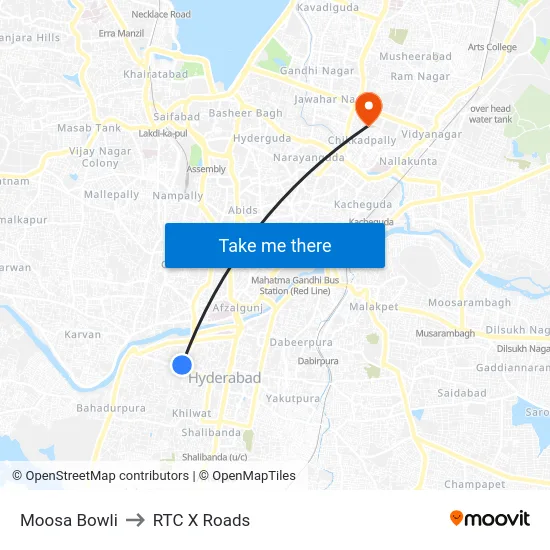 Moosa Bowli to RTC X Roads map