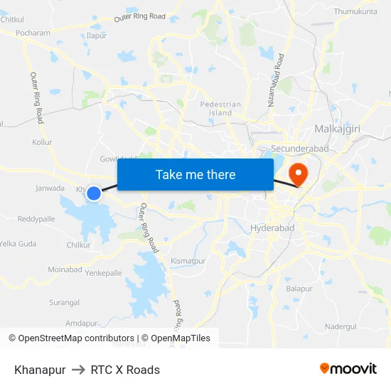 Khanapur to RTC X Roads map