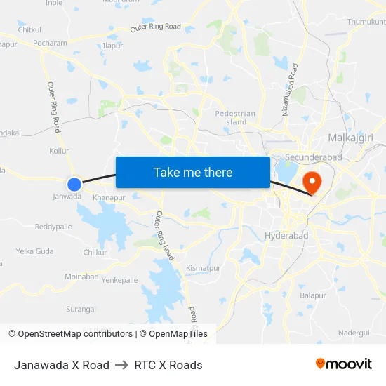 Janawada X Road to RTC X Roads map