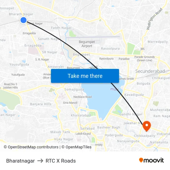 Bharatnagar to RTC X Roads map
