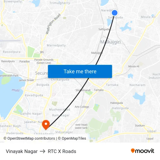 Vinayak Nagar to RTC X Roads map