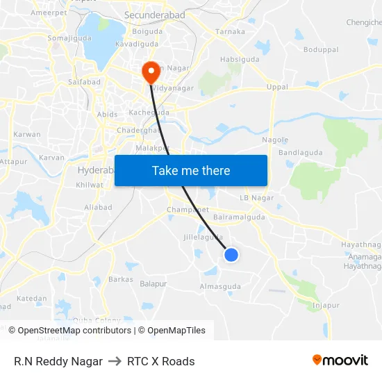 R.N Reddy Nagar to RTC X Roads map