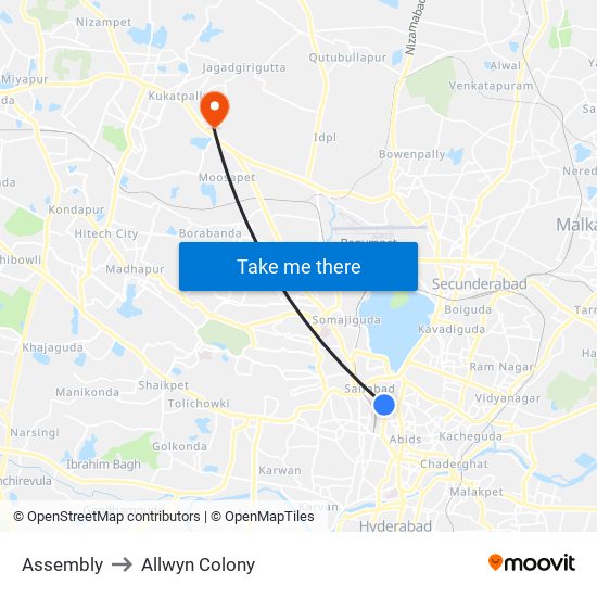 Assembly to Allwyn Colony map