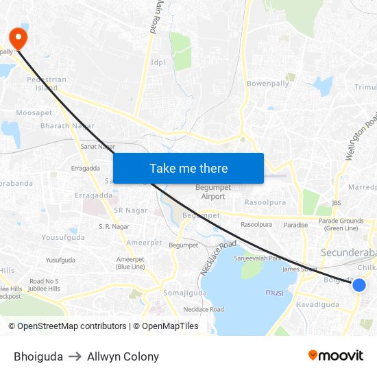 Bhoiguda to Allwyn Colony map