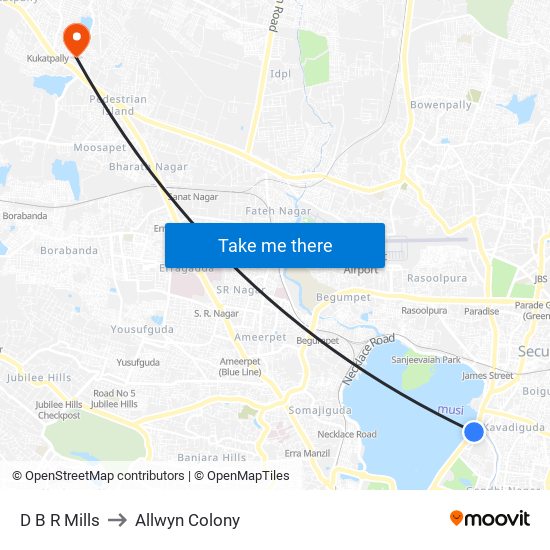 D B R Mills to Allwyn Colony map