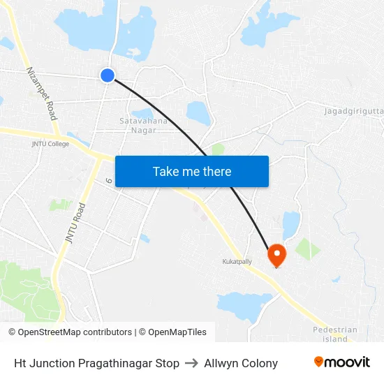 Ht Junction Pragathinagar Stop to Allwyn Colony map