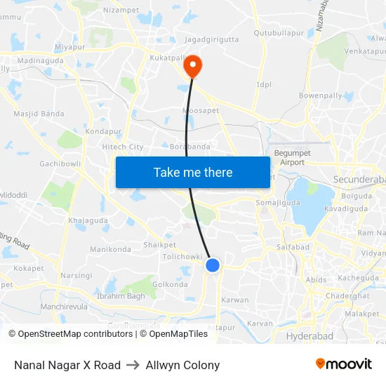 Nanal Nagar X Road to Allwyn Colony map