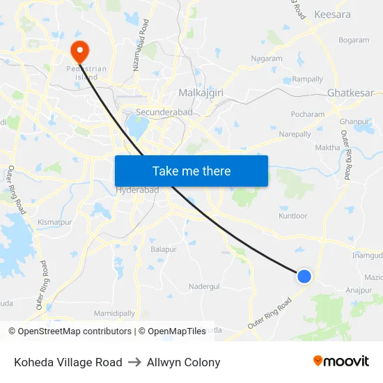 Koheda Village Road to Allwyn Colony map