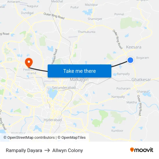 Rampally Dayara to Allwyn Colony map