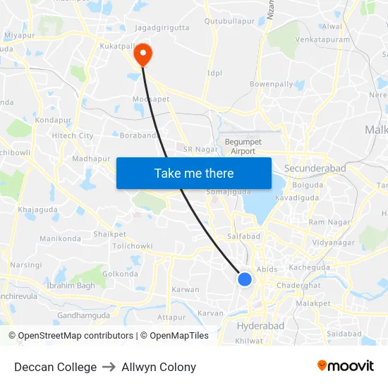 Deccan College to Allwyn Colony map