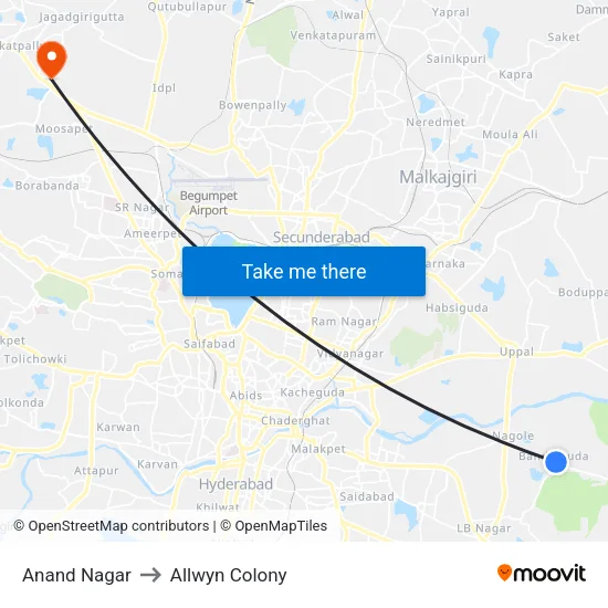 Anand Nagar to Allwyn Colony map