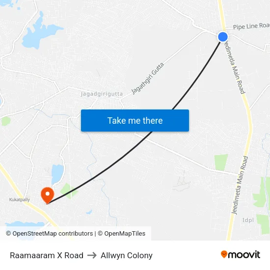 Raamaaram X Road to Allwyn Colony map